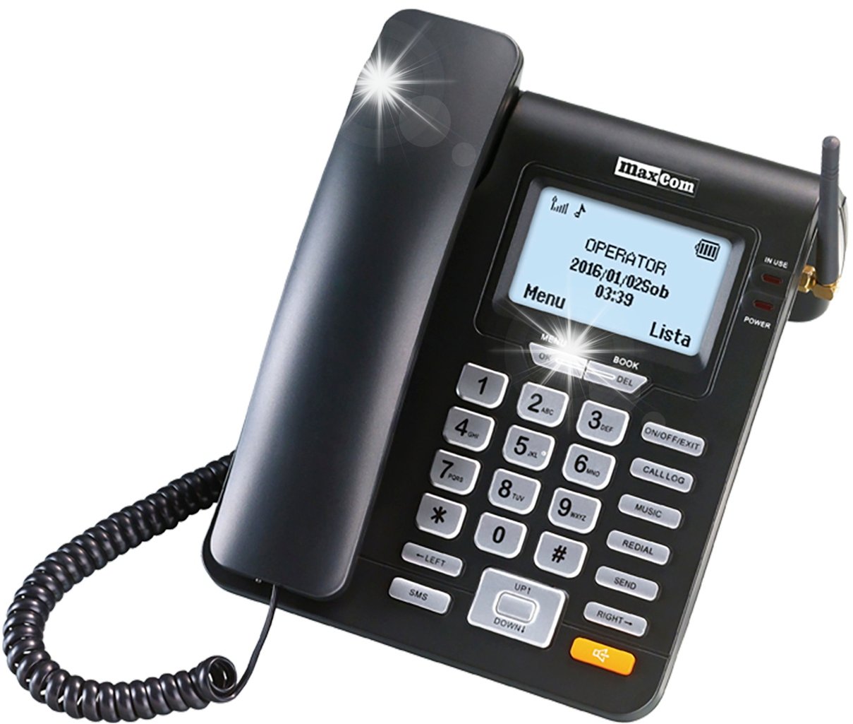 Telefon stacjonarny Maxcom Telefon biurowy Maxcom MM 28 DHS FM funkcja SMS