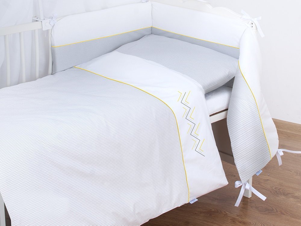 estilex Pościel Do Łóżeczka Z Ochraniaczem 100X135 Bianco Zigzag