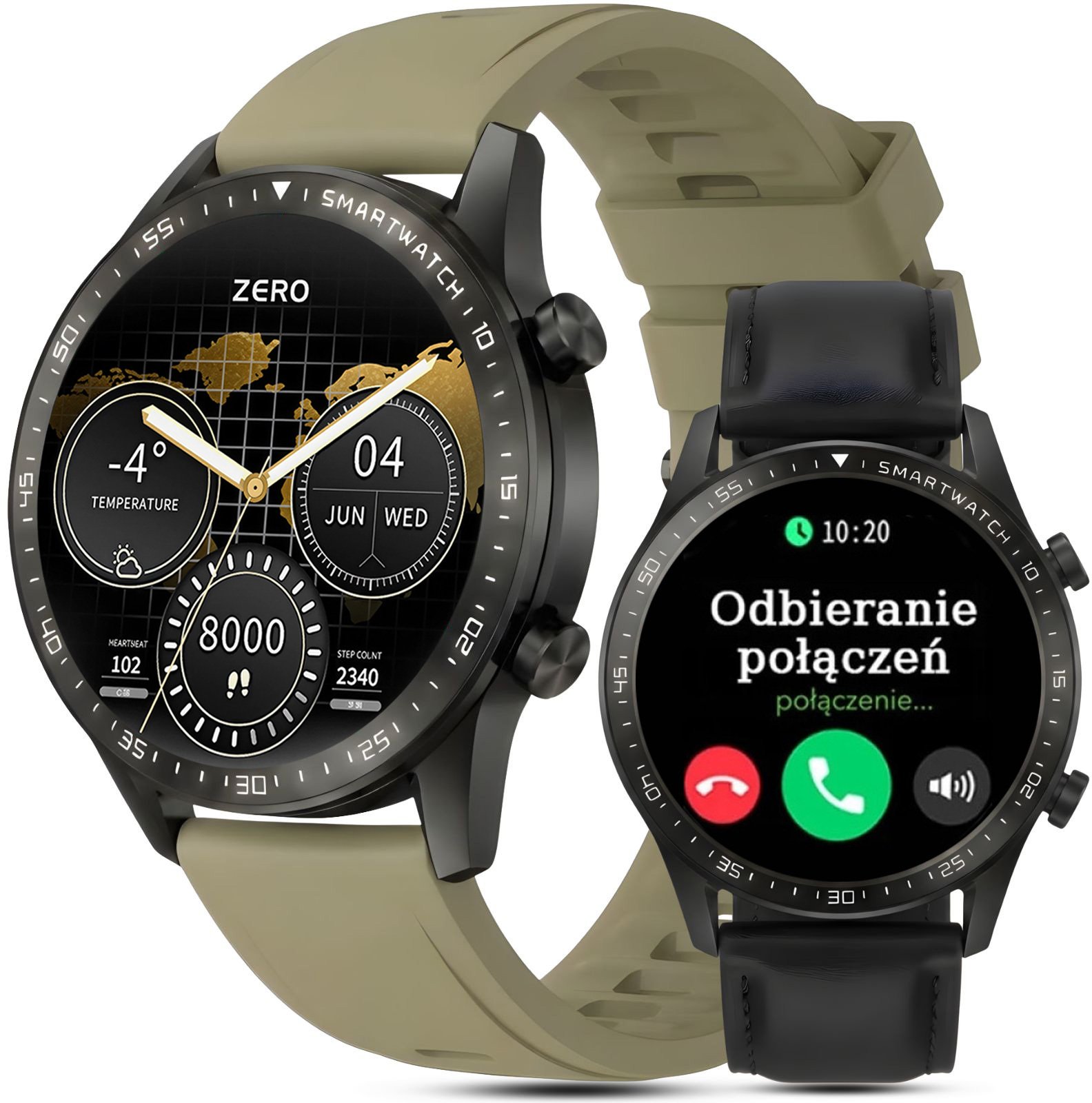 Smartwatch Gravity Zegarek męski SMARTWATCH GRAVITY GT10-2 BK/GN/BK LEATHER PROF