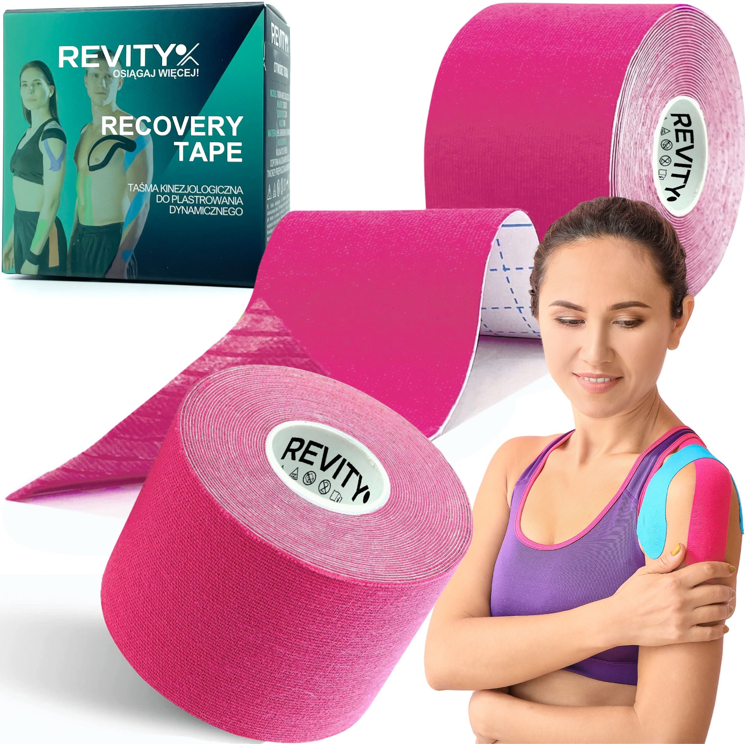 Revity Taśma kinezjologiczna kinesiology tape 5 cm x 5 m plastry medyczne 1 szt.