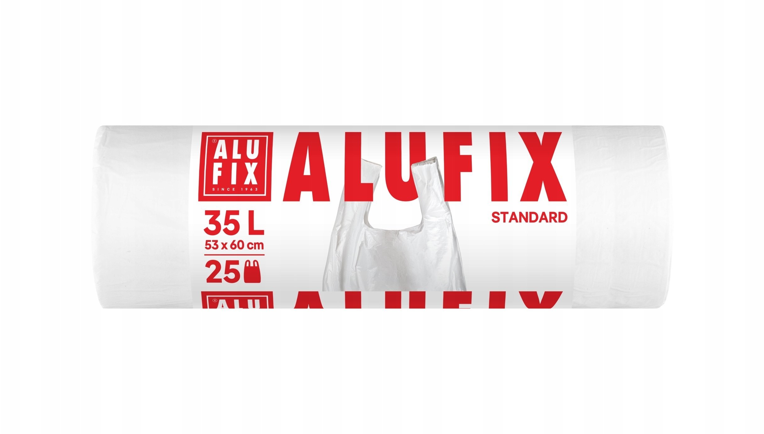 Worki na śmieci ALUFIX, z uszami, HDPE, 35l, 25 szt., białe