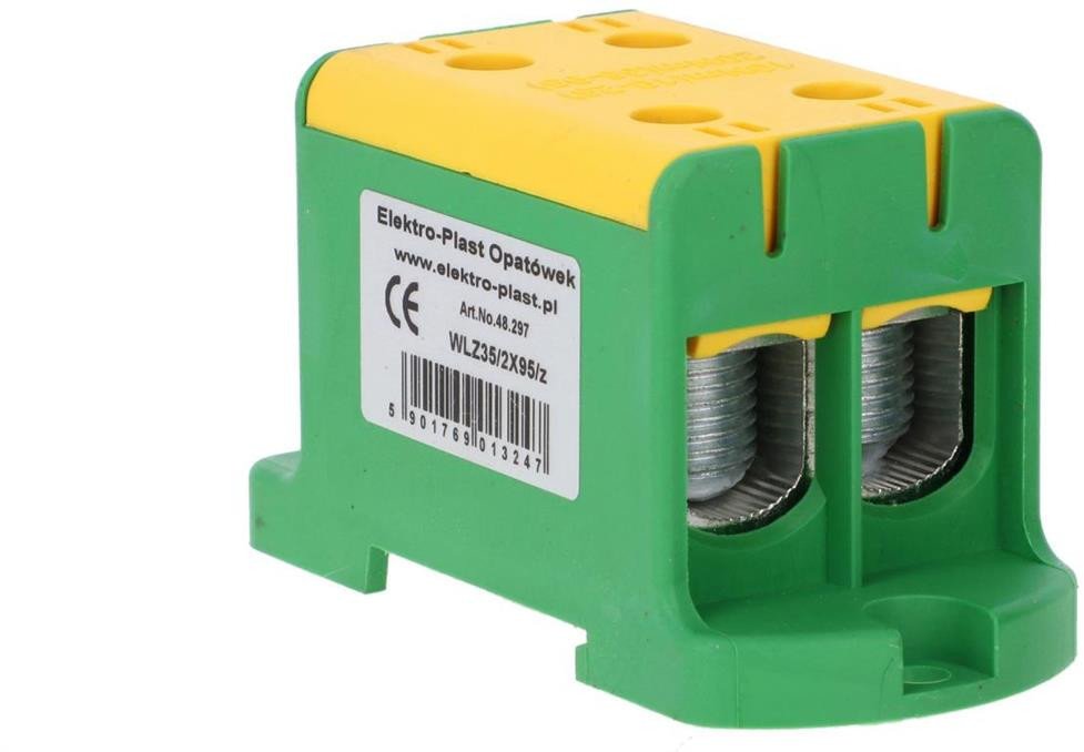 Elektro-Plast Blok rozdzielczy-odgałęźny 2x1-biegun AL/CU 16-95mm2 żółto-zielony montaż płaski i na ...