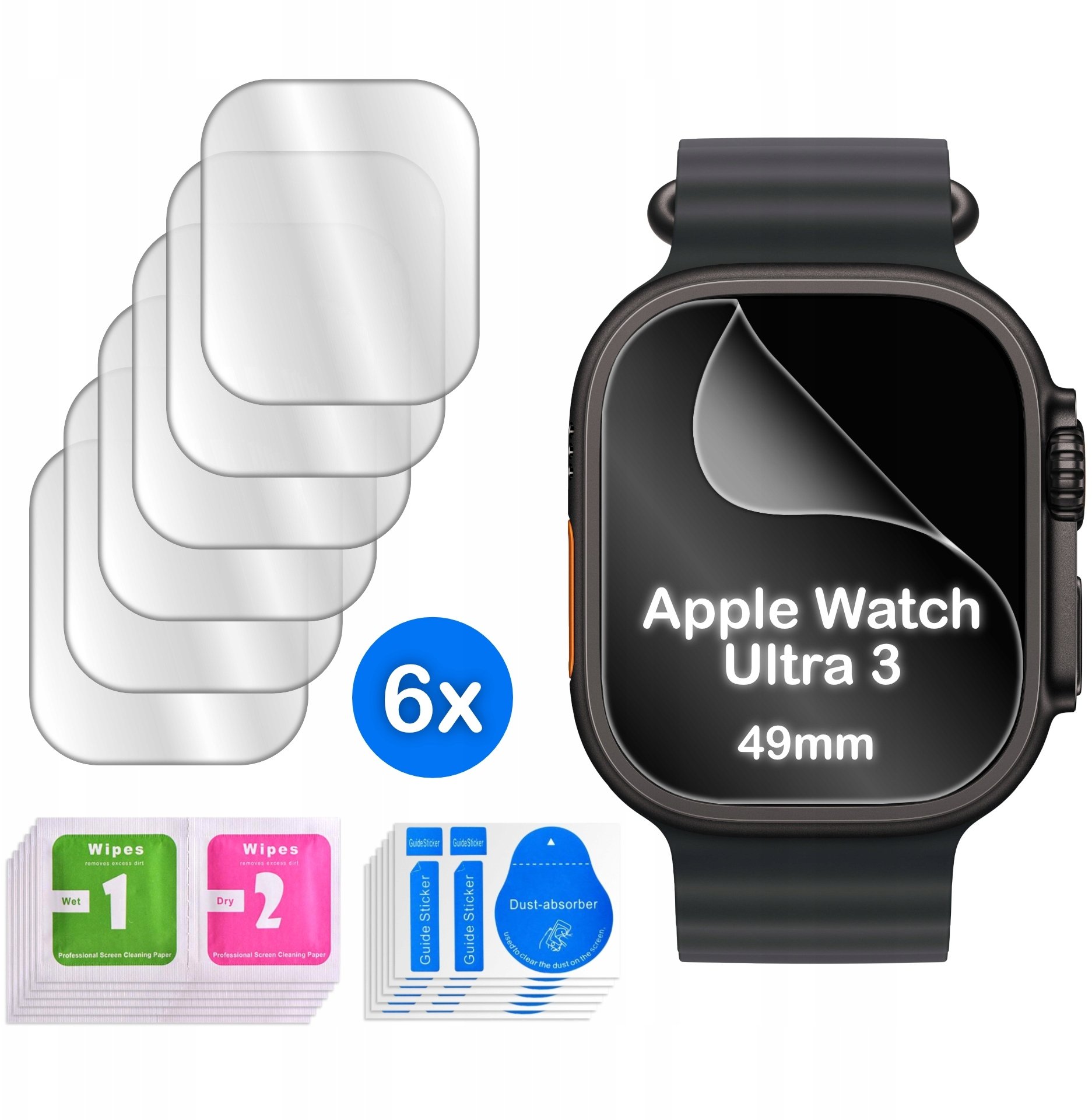 krainaGSM FOLIA do Apple Watch Ultra 3 49mm HYDROŻELOWA OCHRONNA na ekran 3D 6 sztuk