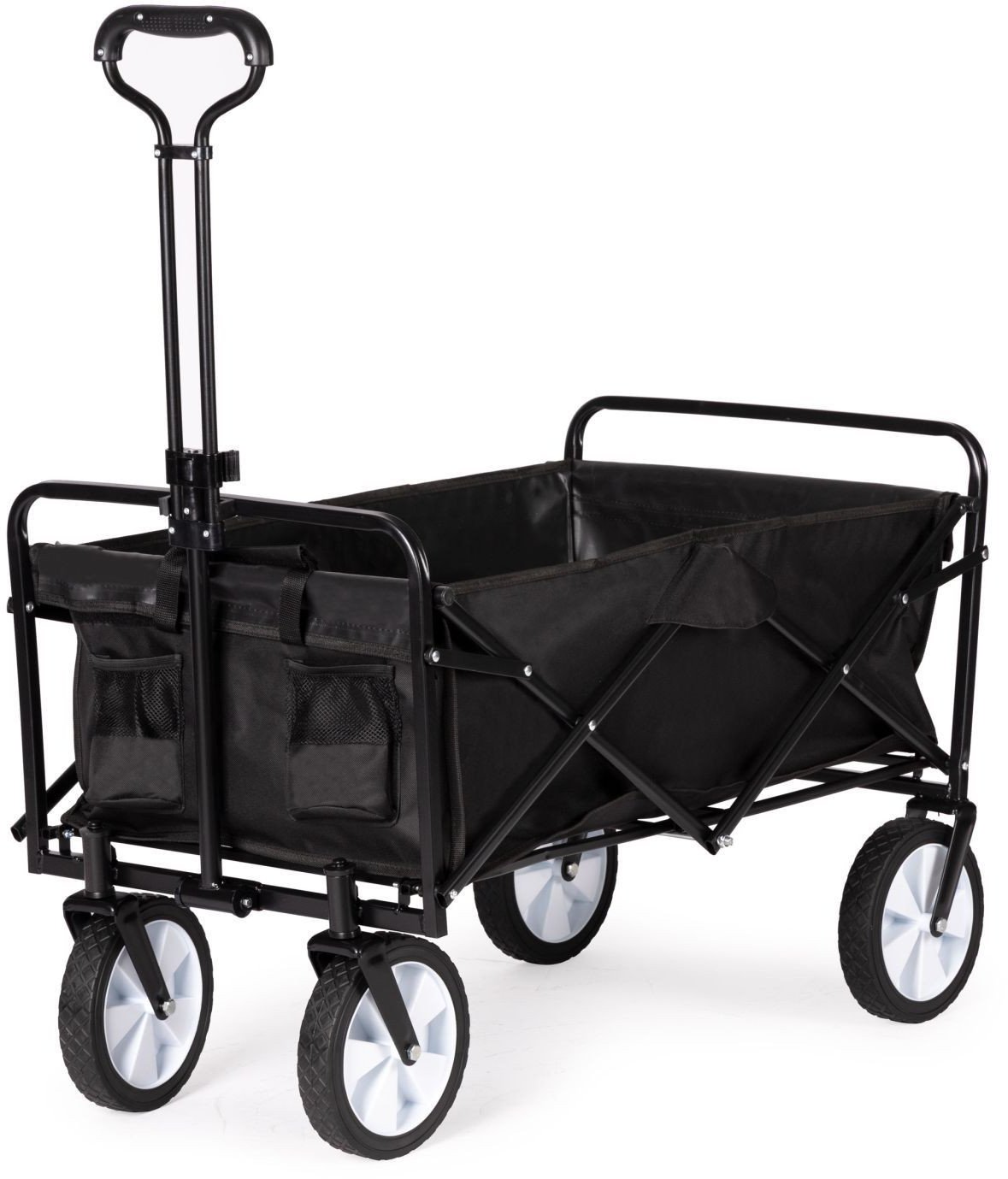 Składany duży wózek ogrodowy plażowy turystyczny transportowy czarny