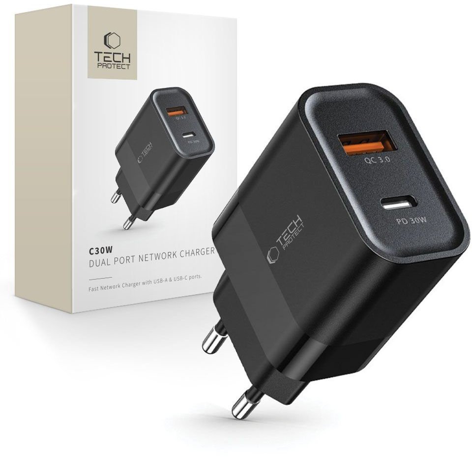 Ładowarka Energenie Ładowarka sieciowa C30W USB-C USB-A 30W - czarna