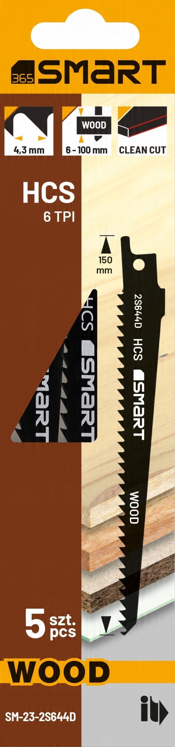 Smart brzeszczot do piły szabl. 150 mm 6 tpi clean basic wood 5szt