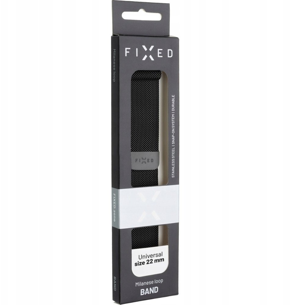 Fixed | Mesh Strap for Smatwatch, Quick Release 22mm | Black