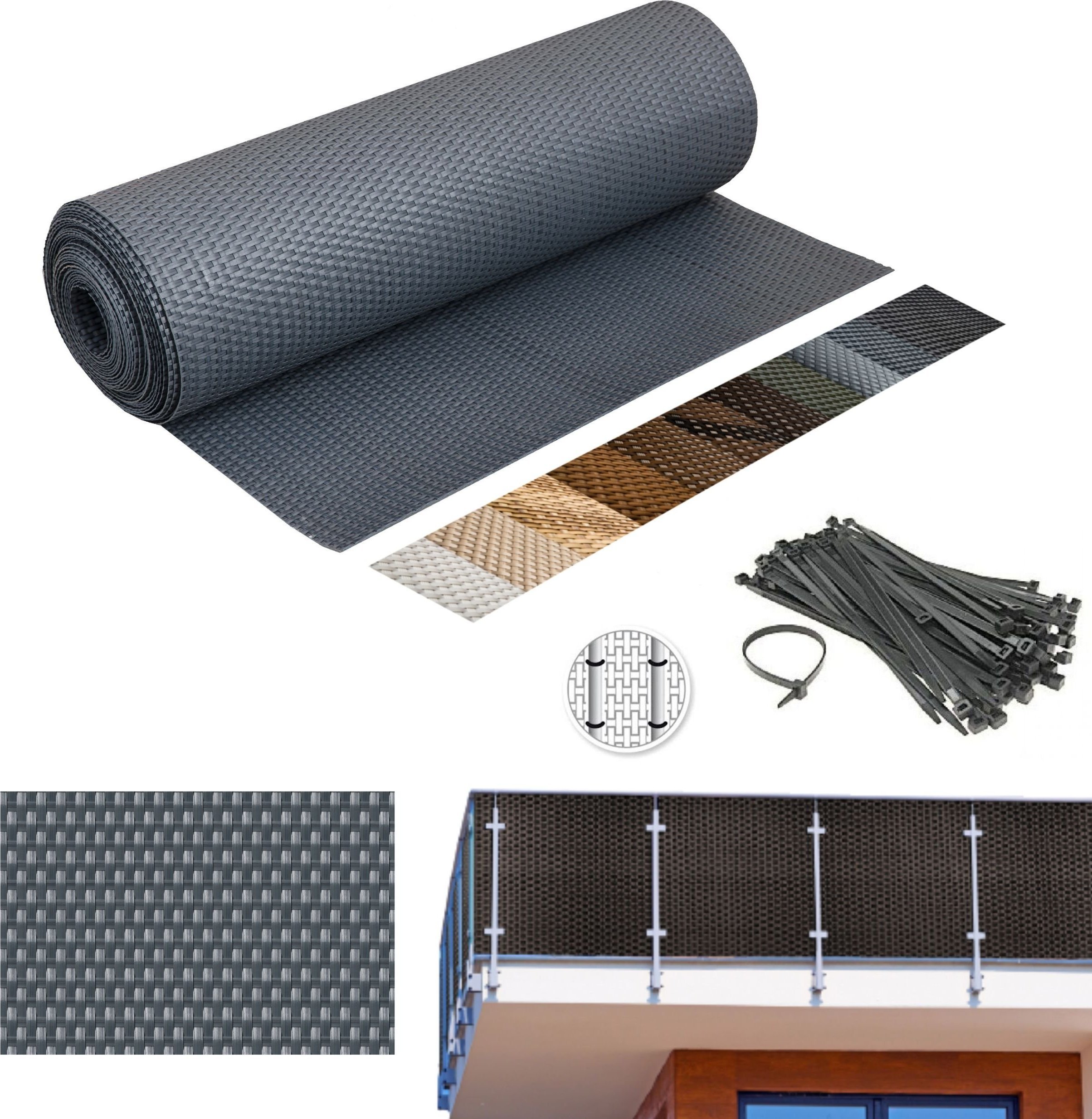 PROGRESJA Mata rattanowa na wymiar Osłona Balkonowa dwustronna