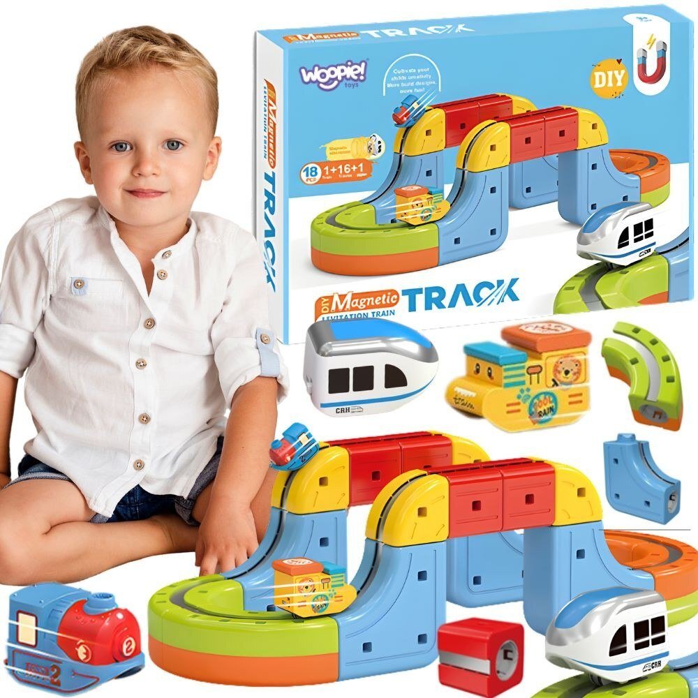 Woopie Magiczna Kolejka Kostkowa Klocki Konstrukcyjne Tor Antygrawitacyjny Magnetyczny 18el.. (58465)