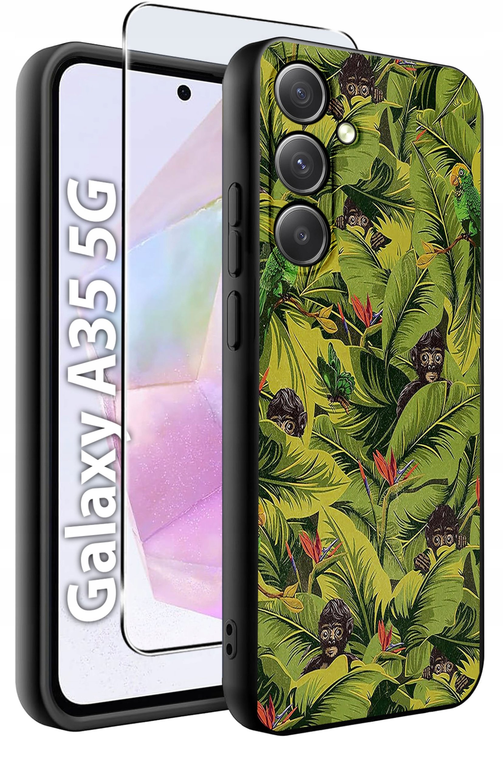 ETUI do Samsung A35 5G WZORY | SILIKONOWE MATT CASE + SZKŁO HARTOWANE 9H