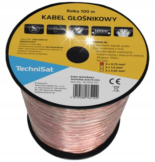Przewód głośnikowy TechniSat 2 x 0,75mm CCA