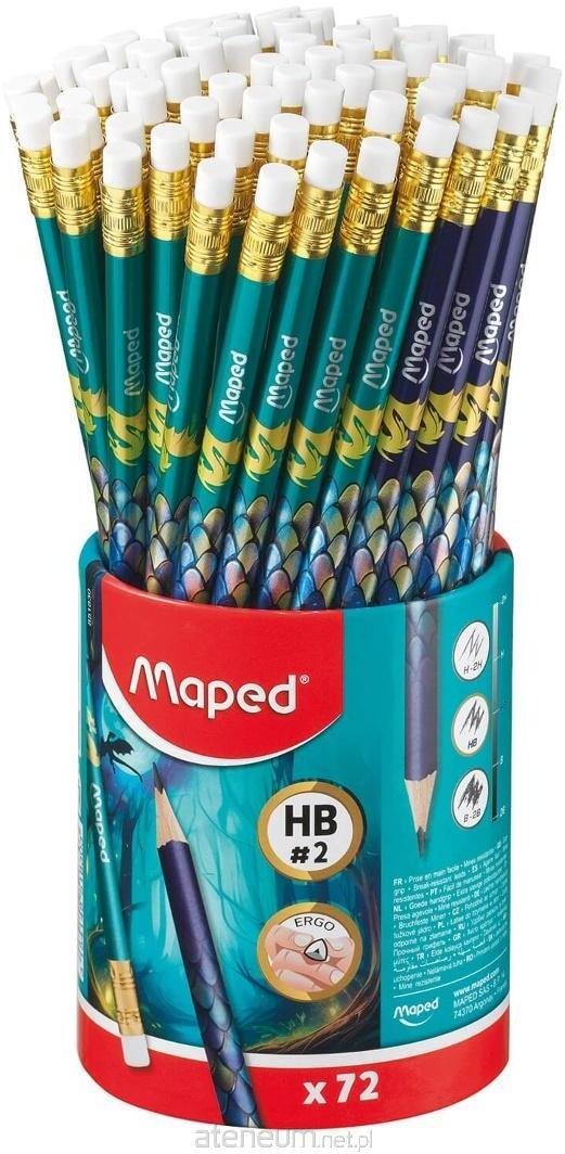 Maped Ołówek Dragon HB z gumką (72szt) MAPED