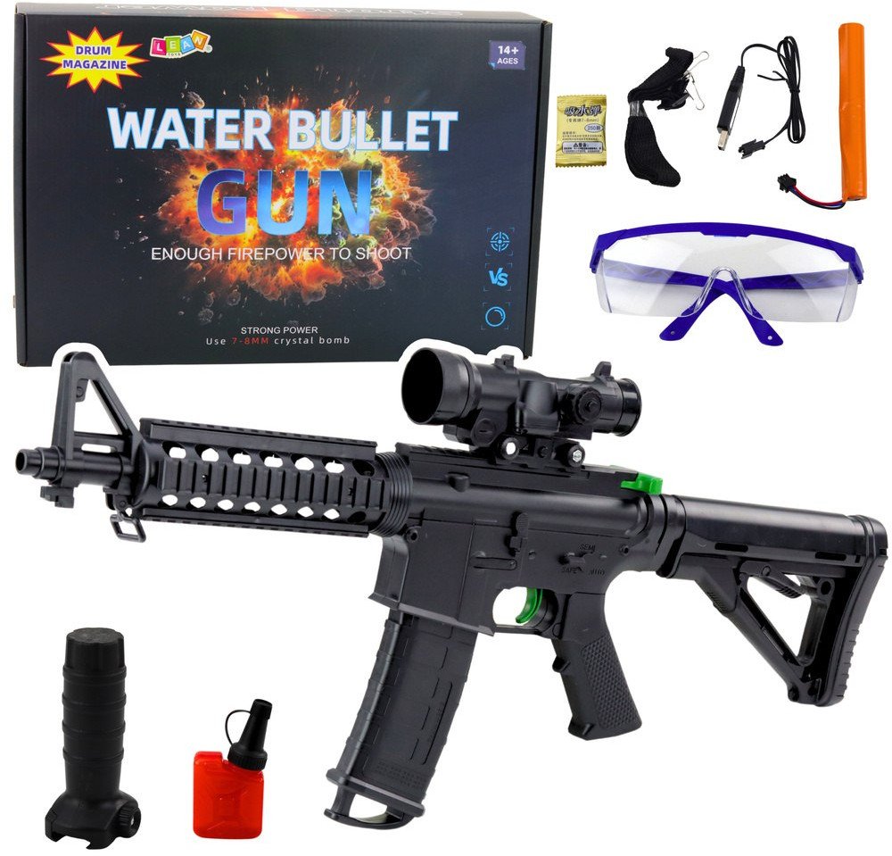 LeanToys Karabin Szturmowy Na Kulki Wodne Hydrożelowe Celownik Okulary Czarny 86cm LEAN Toys