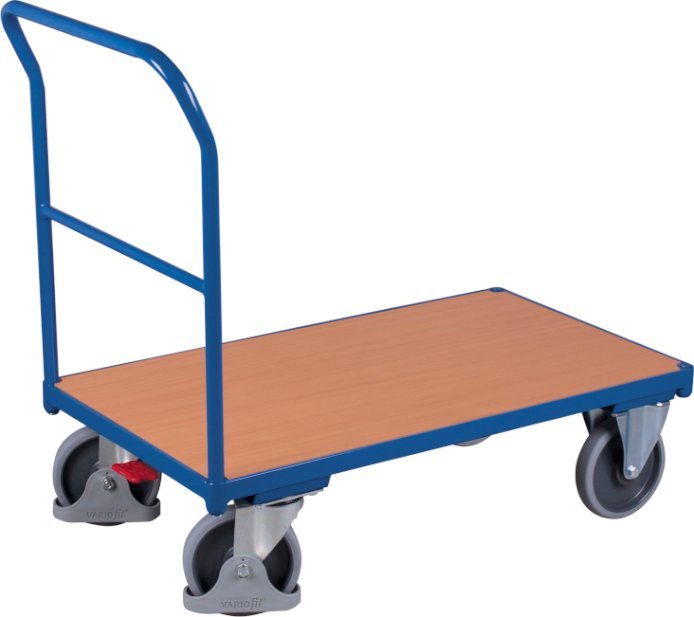 Variofit Wózek platformowy z poręczą, kolor niebieski, 500 kg (1125 x 600 x 1015 mm)