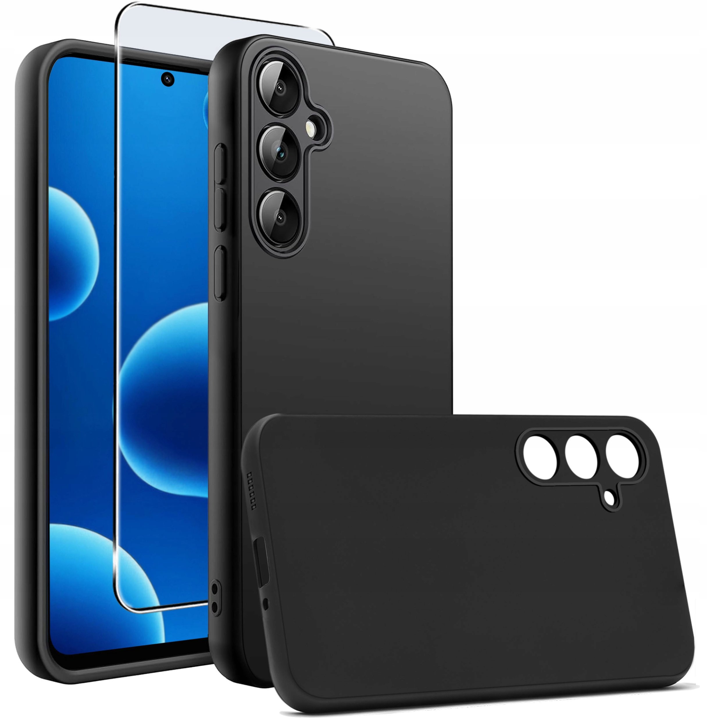 krainaGSM Etui Czarne Matowe Silikon Slim do Samsung S25 FE + SZKŁO 9H