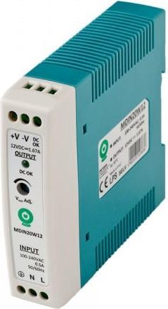 Mojeledy Zasilacz led POS na szynę DIN 20W 12V DC 1,67A (MDIN20W12)
