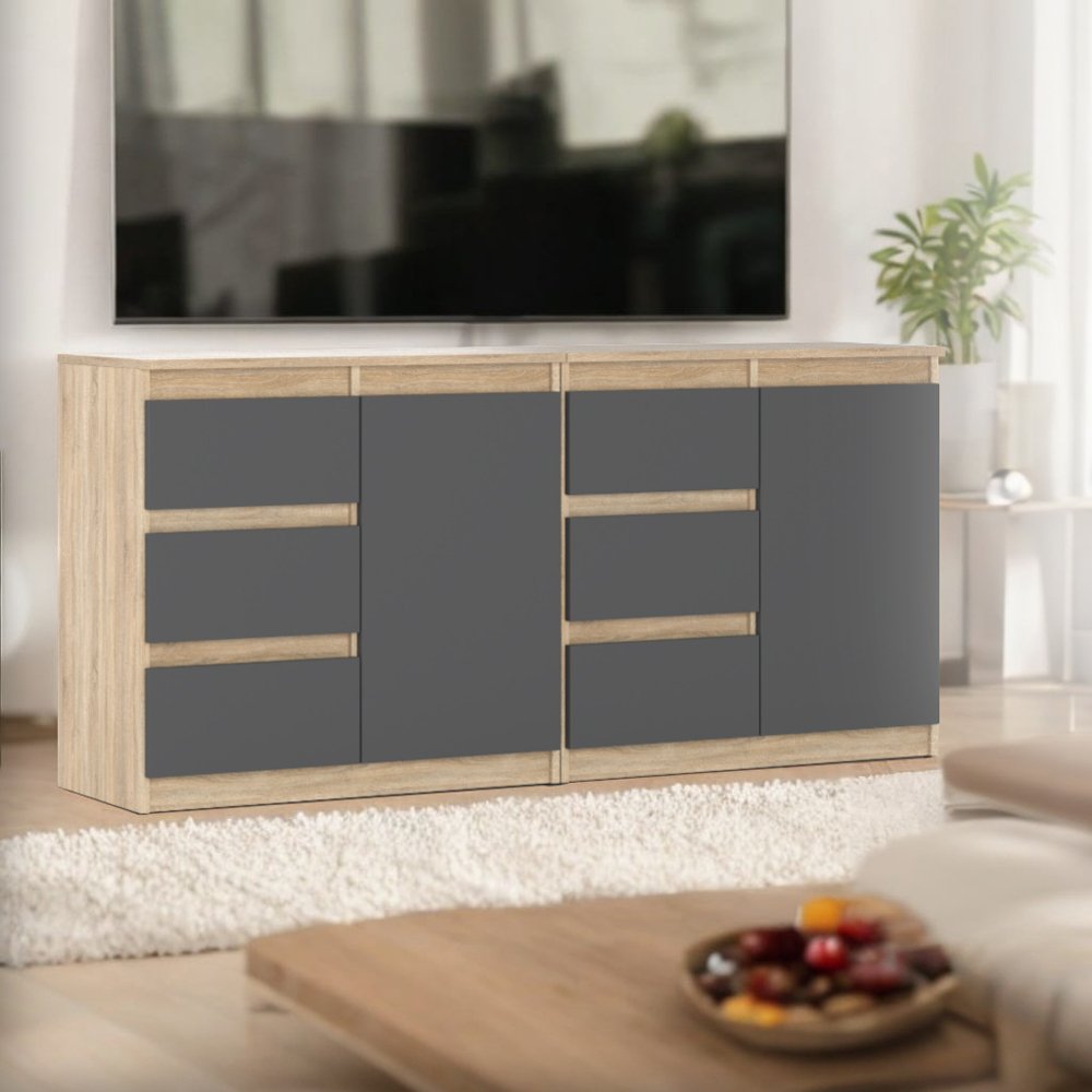 Komoda 160cm 4 Szuflady Nowoczesna Pojemna Szafka Dąb Sonoma San Sebastian