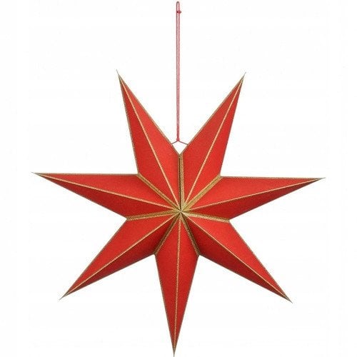 GWIAZDA DEKORACYJNA WISZĄCA PAPIEROWA FSC 18x60CM CZERWONA 7 RAMION MICA