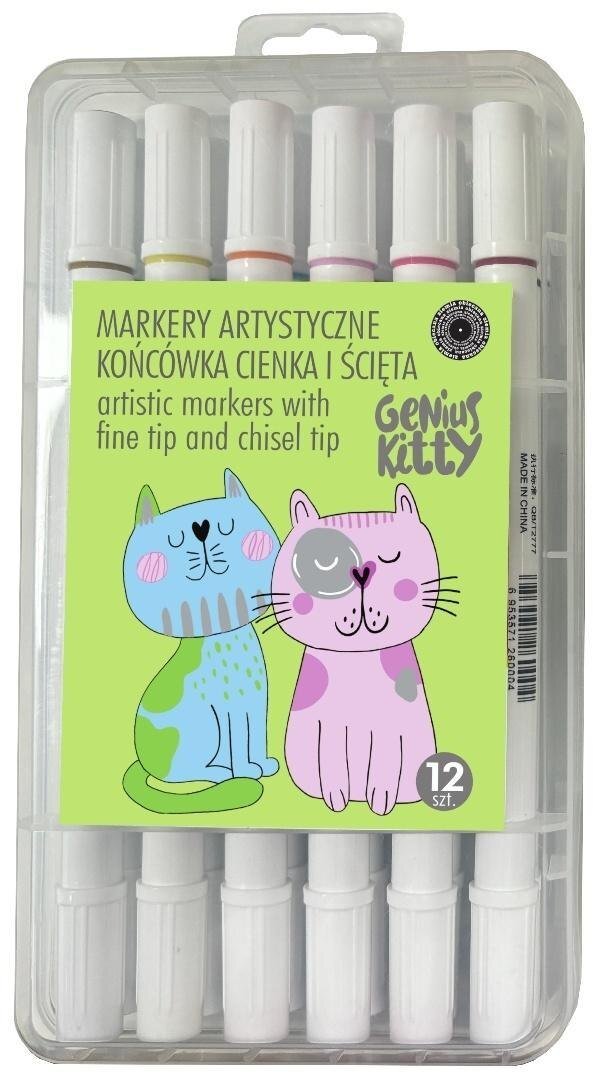Ziemia Obiecana Markery artystyczne ścięta końcówka Genius 12kol Edukamp (5903499515589)