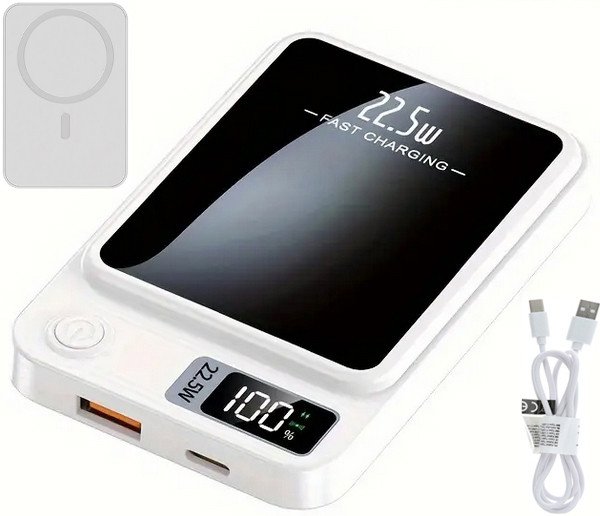 SZYBKI BEZPRZEWODOWY MAŁY POWER BANK MagSafe INDUKCYJNY 5000mAh 22,5W USB-C