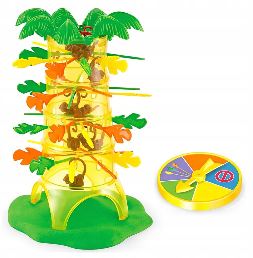 LeanToys Gra Zręcznościowa Rodzinna Spadające Małpki Drzewo Palma Koło Losujące