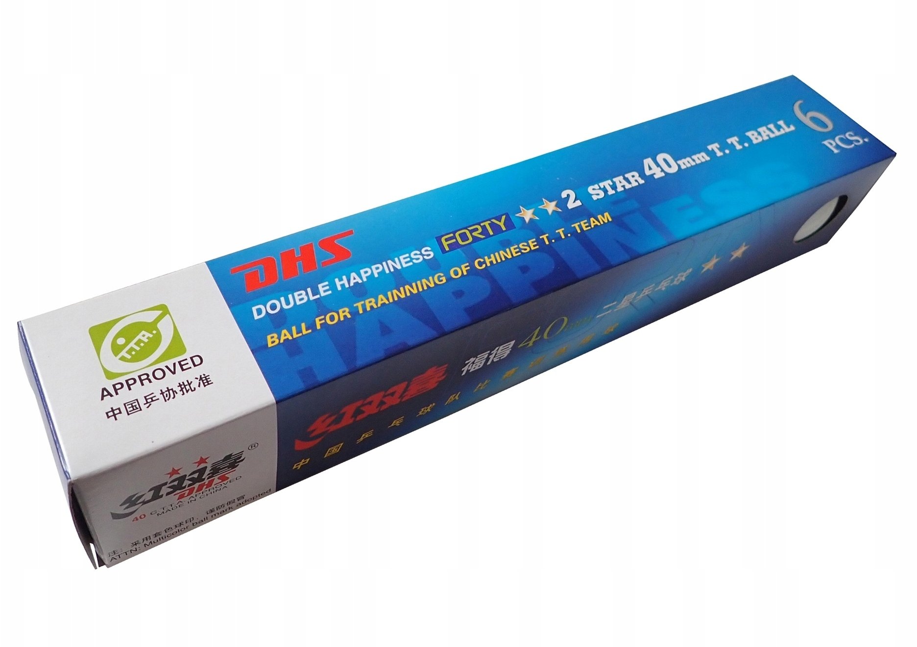 Kubisport Piłeczki do Tenisa Stołowego Ping Ponga DOUBLE HAPPINESS 2star 6szt 40mm (Kub_05-G1818/40K...
