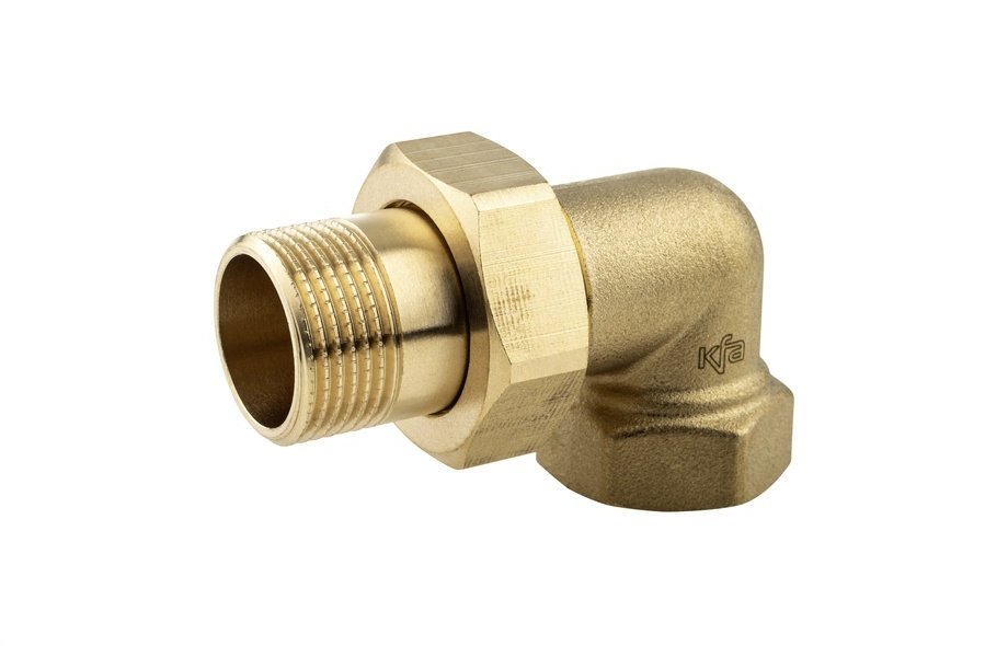 KFA 814-054-20 / / Elementy złączne / Złączka grzejnikowa kątowa, mosiężna (śrubunek) 3/4" Oring /