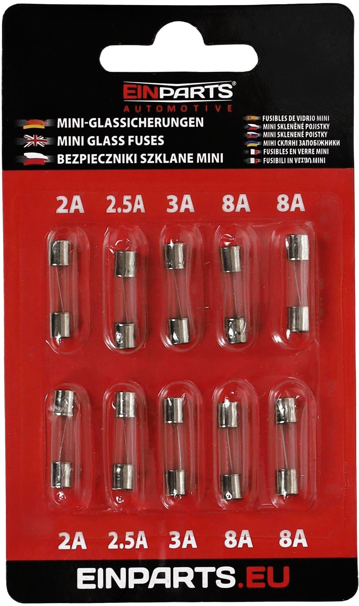 Einparts Automotive Bezpieczniki szklane 520 MM 250V, 10 szt. EPFUSE36