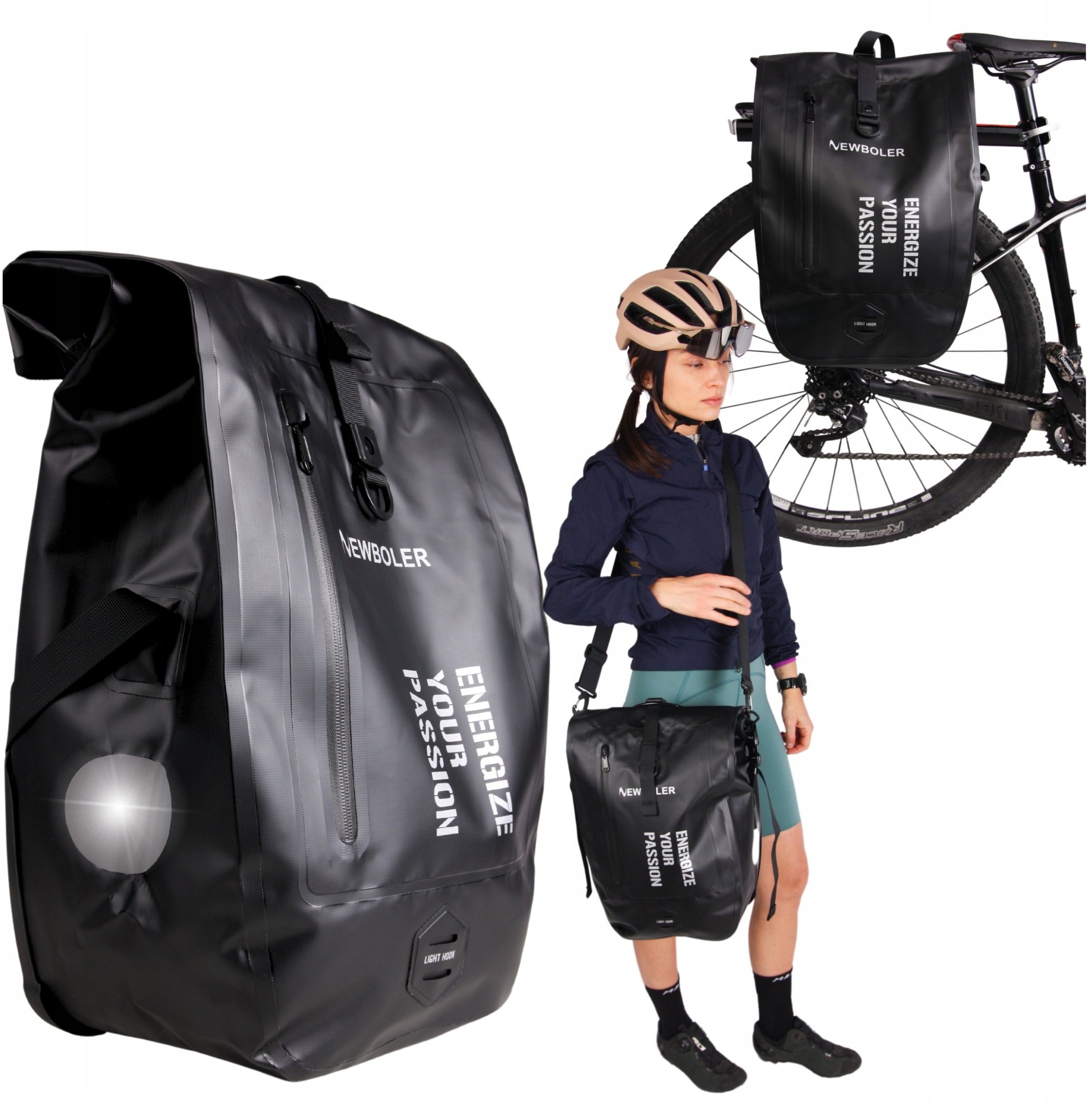 Fit4Med Sakwa Rowerowa Torba Na Bagażnik Tył Back-Roller Rolowana Duża Wodoodporna