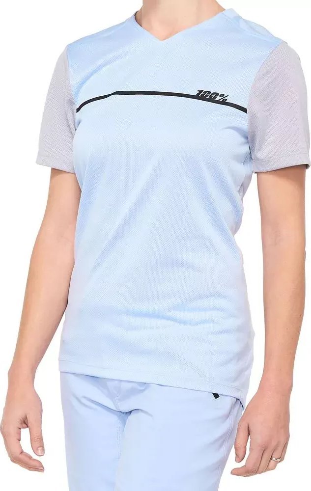 100% Koszulka damska 100% RIDECAMP Jersey krótki rękaw powder blue grey roz. L (NEW 2021)