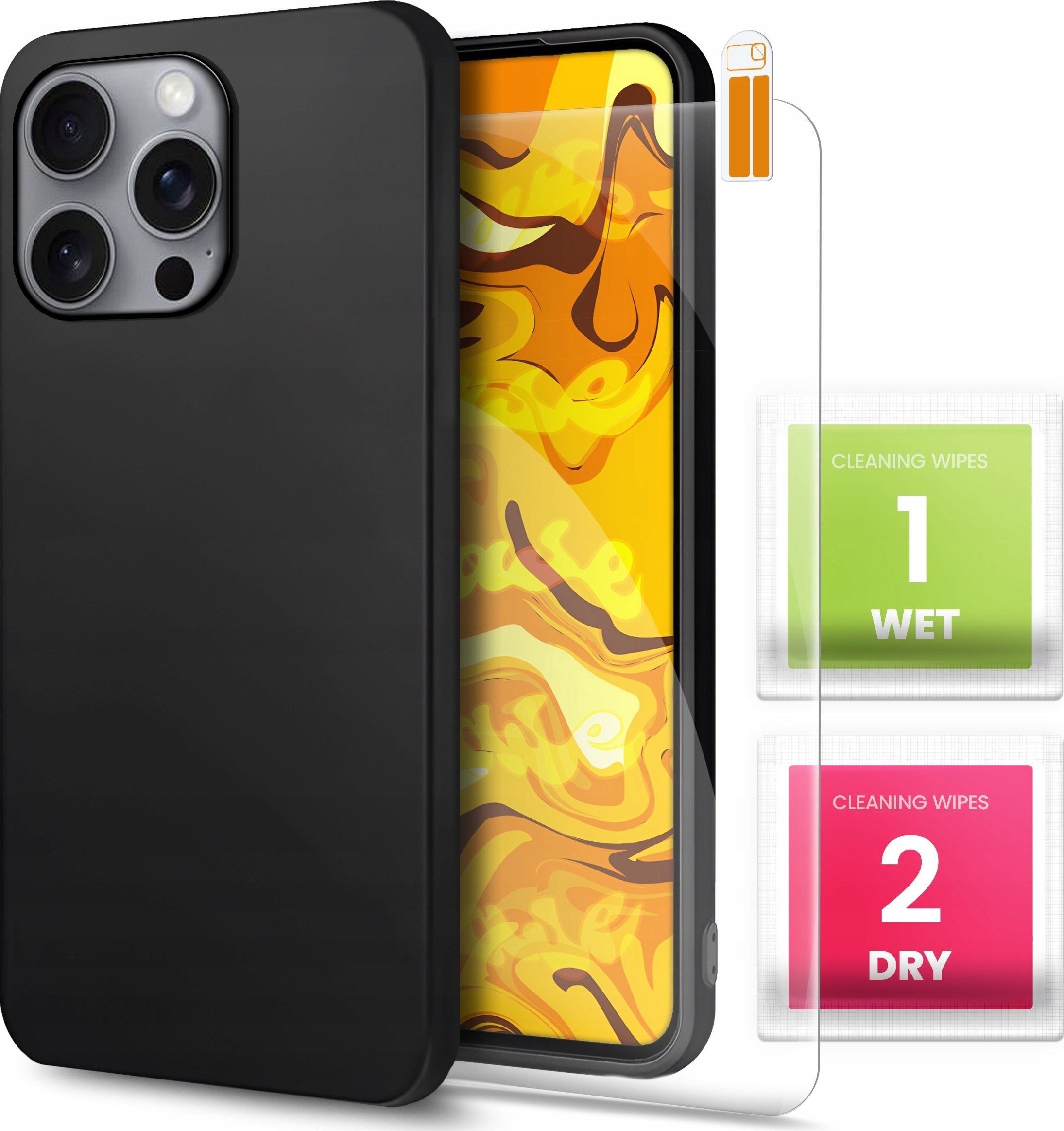 Hello Case ETUI DO APPLE IPHONE 16 PRO GUMOWE CZARNE MATOWE SILIKON POKROWIEC SZKŁO