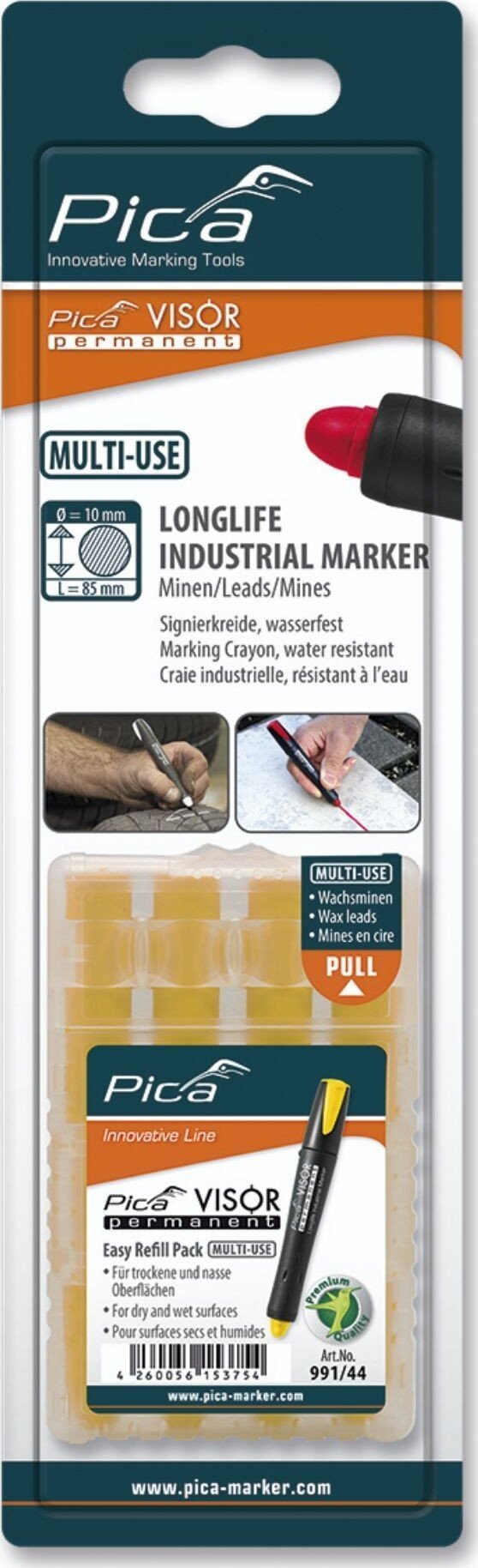 Pica-Marker Pica VISOR permanent replacement refills yellow / SB