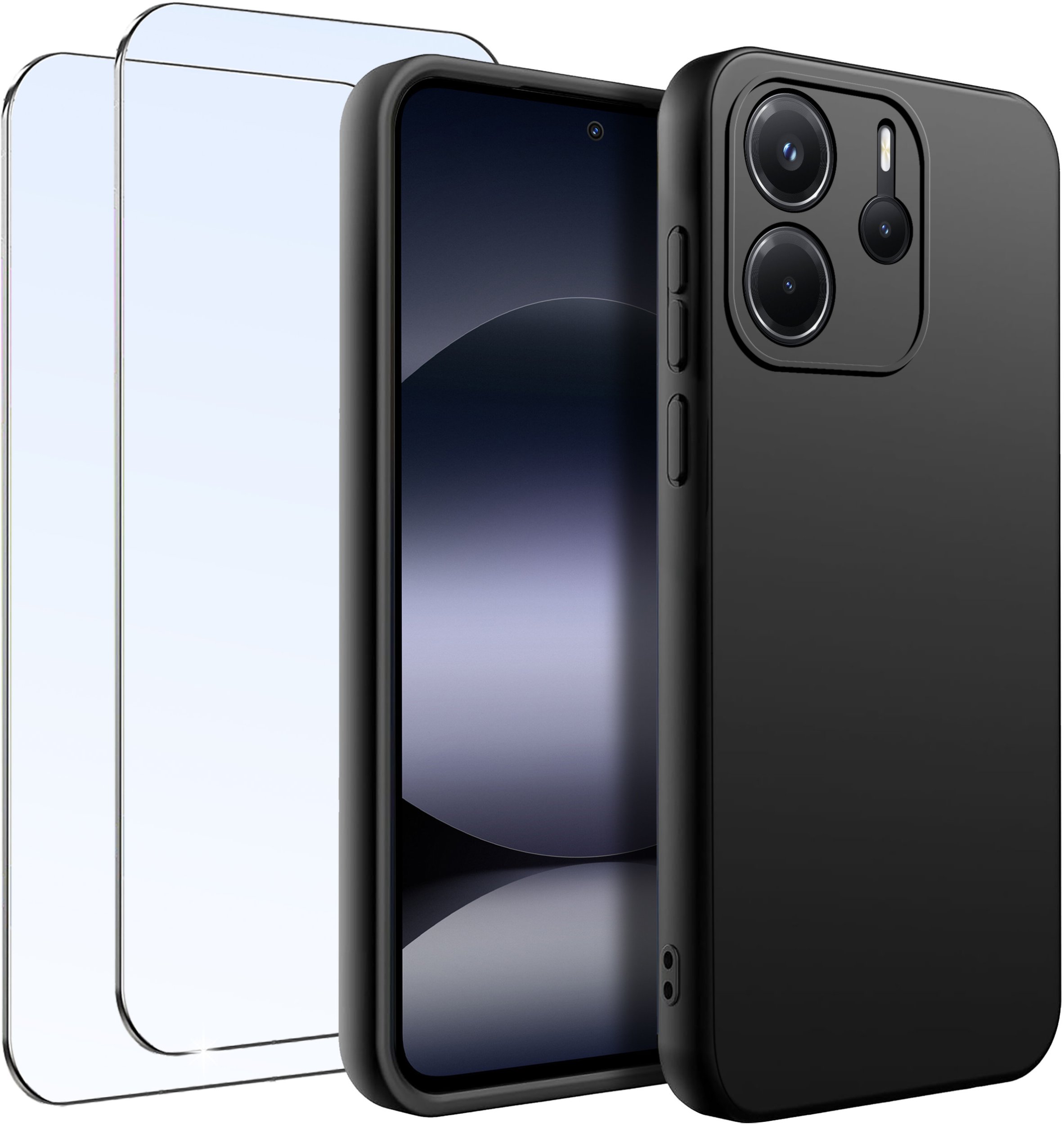krainaGSM ZESTAW Etui do Xiaomi Redmi Note 14 5G CASE Gumowe Matowe Silikon +2X SZKŁO