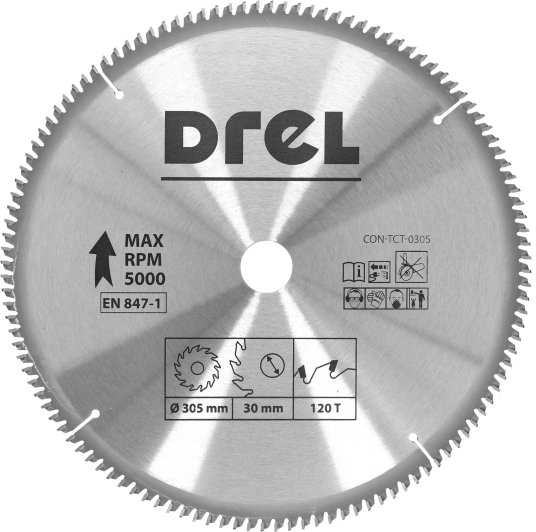Drel DREL Tarcza Piła Do Cięcia Aluminium Widiowa 305 x 30 mm 120T Tarczowa