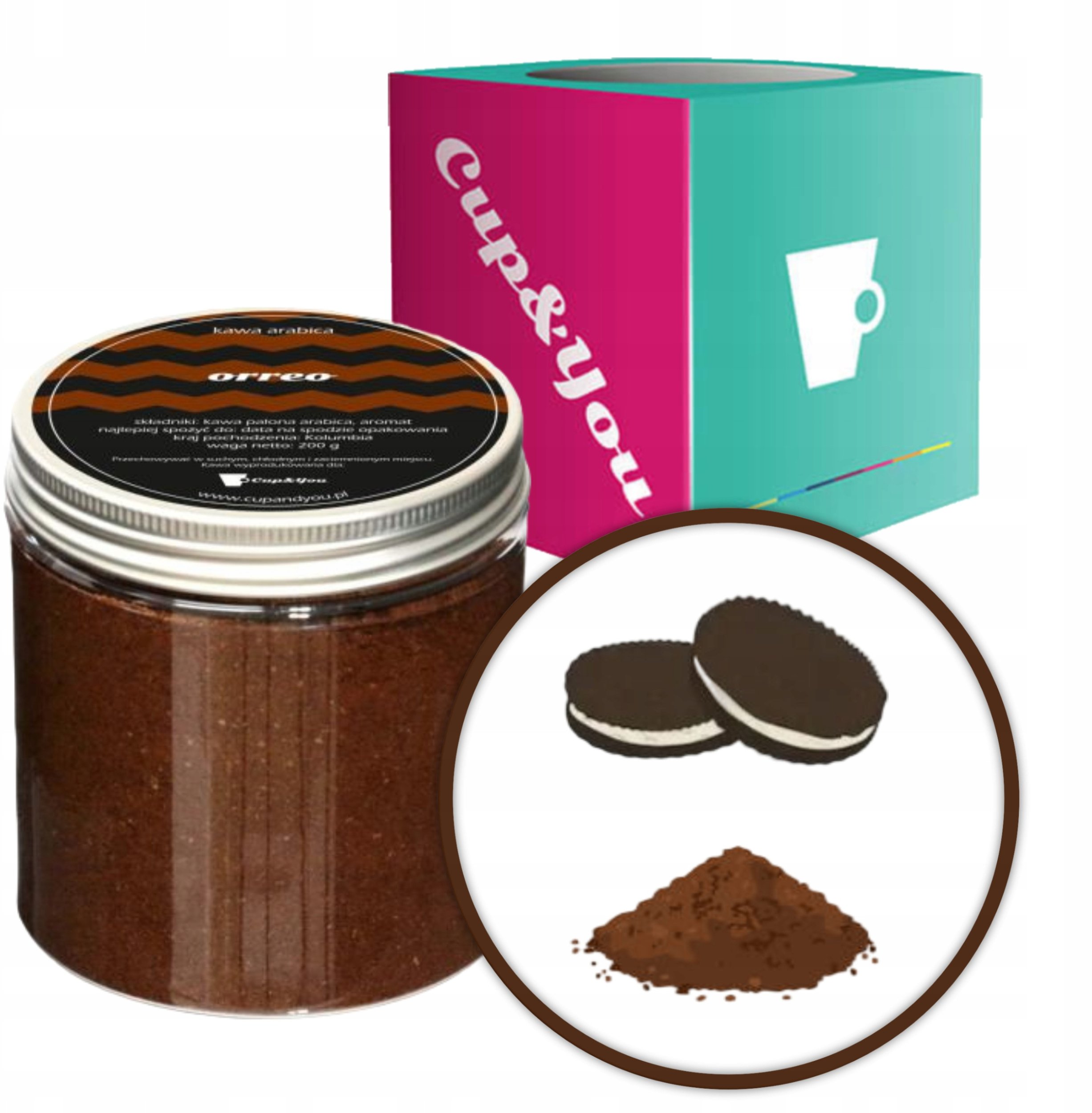 Kawa mielona Cup&You Najlepsza kawa aromatyzowana o smaku Orreo mielona ARABICA PREMIUM 200g