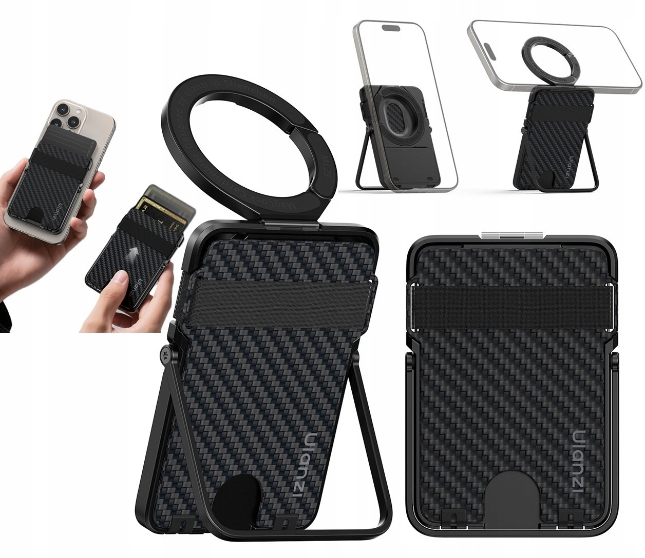 Magnetyczny Portfel Magsafe Na Karty 2w1 + Stojak Do Telefonu Ulanzi Ml25