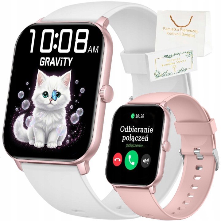 Smartwatch Gravity Zegarek dziecięcy Smartwatch KO-T36-1 PK/PK z dwoma paskami Komunia (GT36-1)