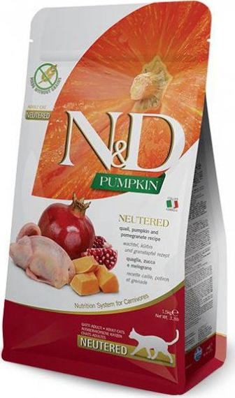 Farmina FARMINA N&D CAT PUMPKIN NEUTERED QUAIL & POMEGRANATE - sucha karma dla kota z przepiórką, dynią i granatem - 1,5kg