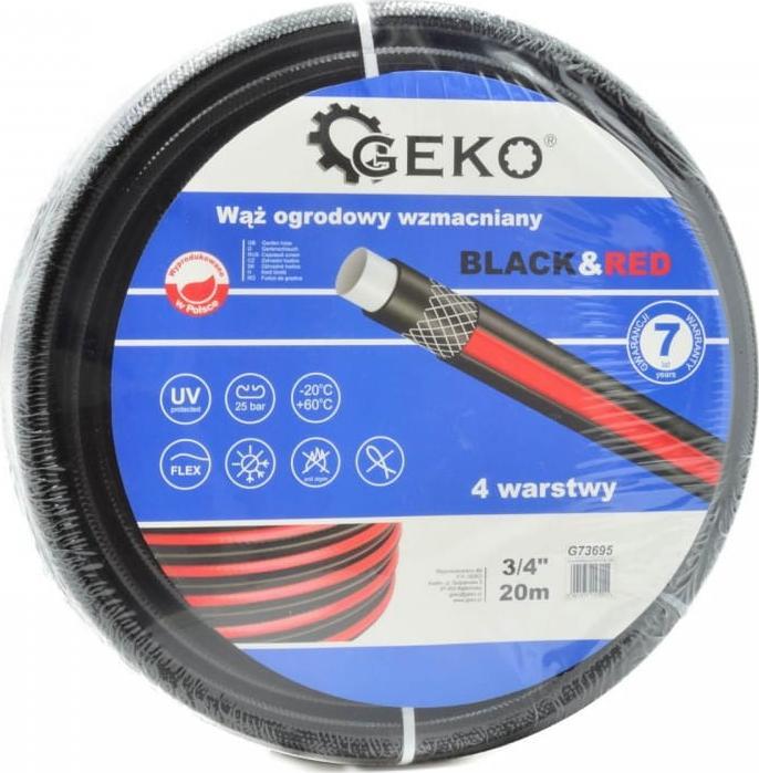 Geko WĄŻ OGRODOWY WZMACNIANY BLACK&RED 3/4" 50M (1) G73697 GEKO