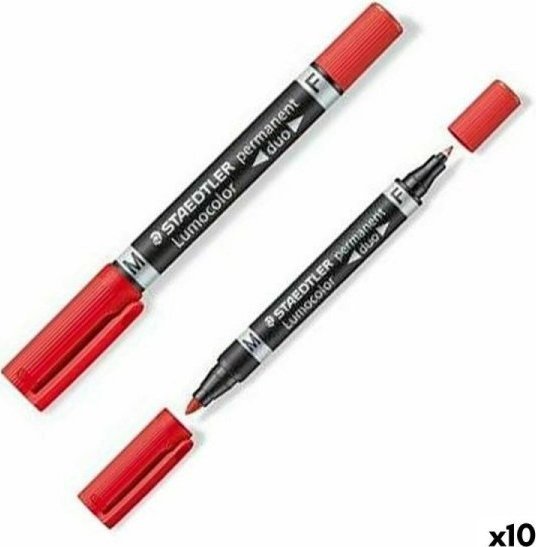 Staedtler Marker permanentny Lumocolor 348 Pojedyńczy Czerwony 10 Sztuk