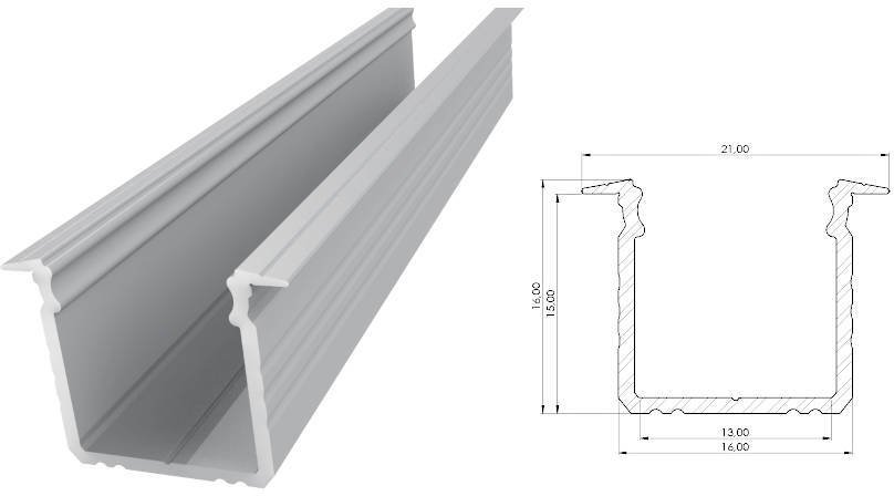 MPL Power Wpuszczany profil ALU surowy 15x16mm 2010mm GROOVE raw alu (5902135138496)