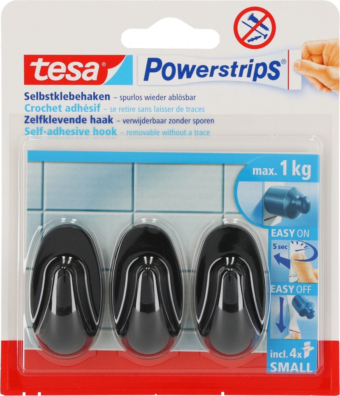 Tesa HACZYKI SAMOPRZYLEP.POWERSTRIPS 3 SZT.OWALNE MAŁE,CZARNE