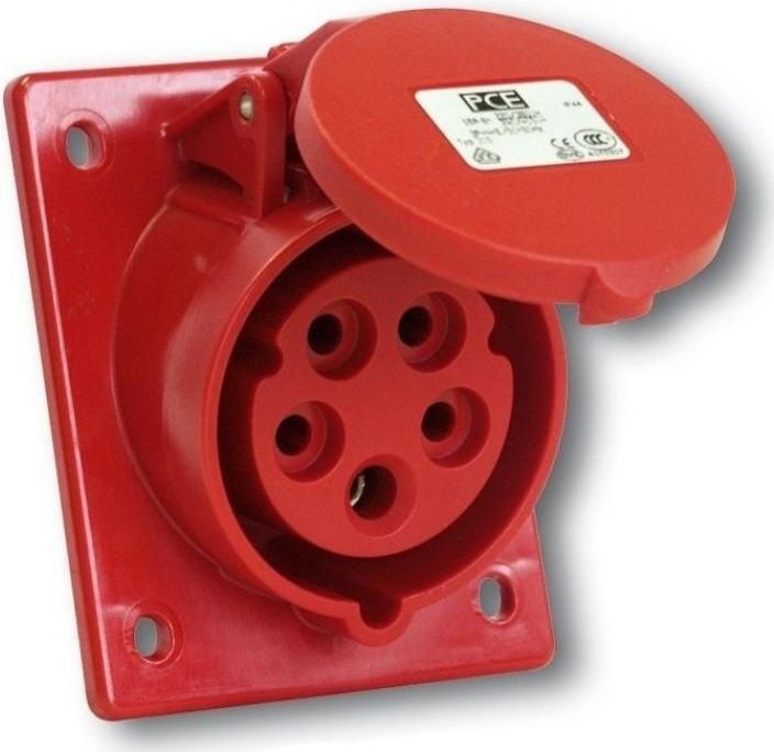 PCE Gniazdo tablicowe skośne 32A 4P 400V czerwone IP44 TWIST (424-6)