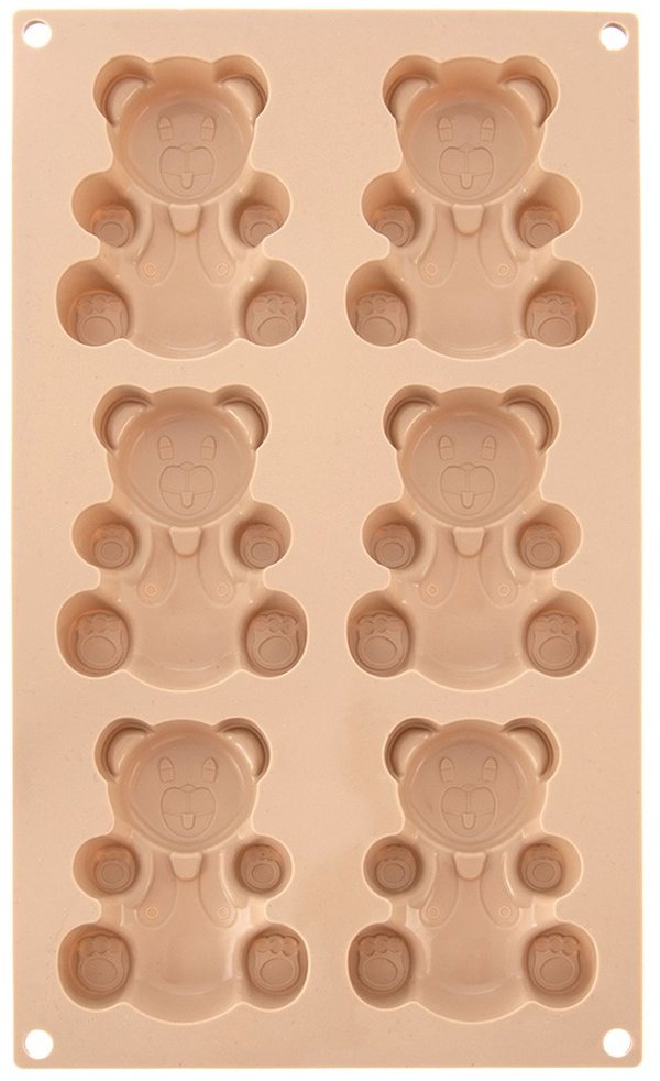 Koopman Forma do ciastek muffinek silikonowa beżowa misie 30x17,5x2 cm