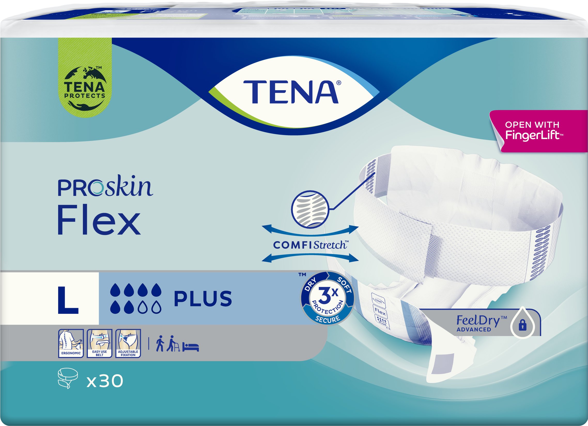 Tena TENA FLEX PROSKIN PLUS L '30 (niebieskie)