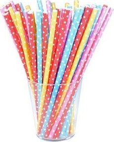 Arpex Słomki papierowe czerwone w białe kropki 12szt