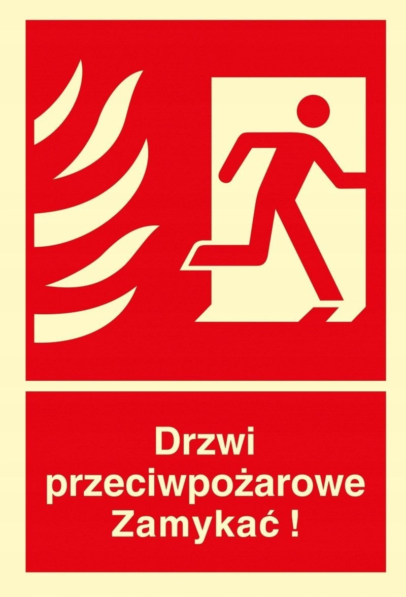 PROCERA Znak TDC, Drzwi przeciwpożarowe. Zamykać! Kierunek drogi ewakuacyjnej w prawo