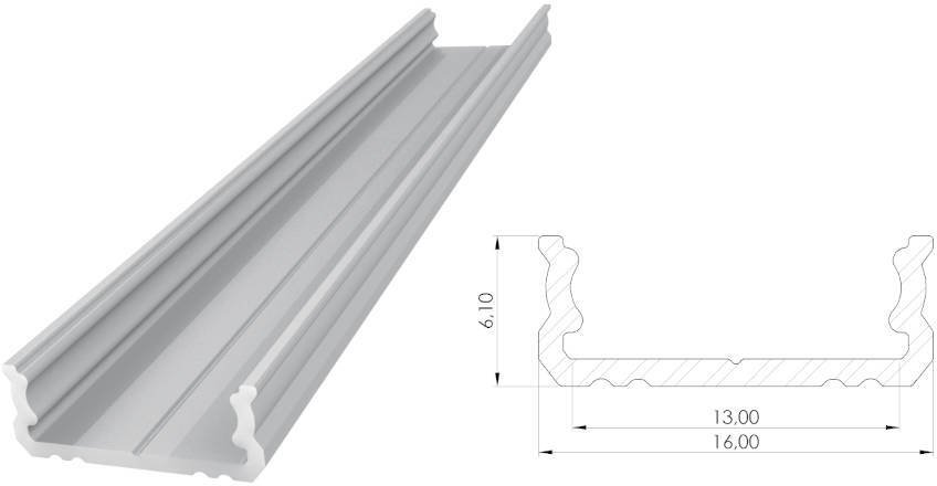 MPL Power Nawierzchniowy profil ALU surowy 6x16mm 3030mm Surface raw alu (5902135152805)