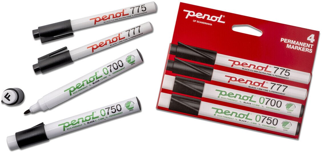 Penol Marker 700+777+0700+0750, permanent, black - with 4 pcs. (12901001)