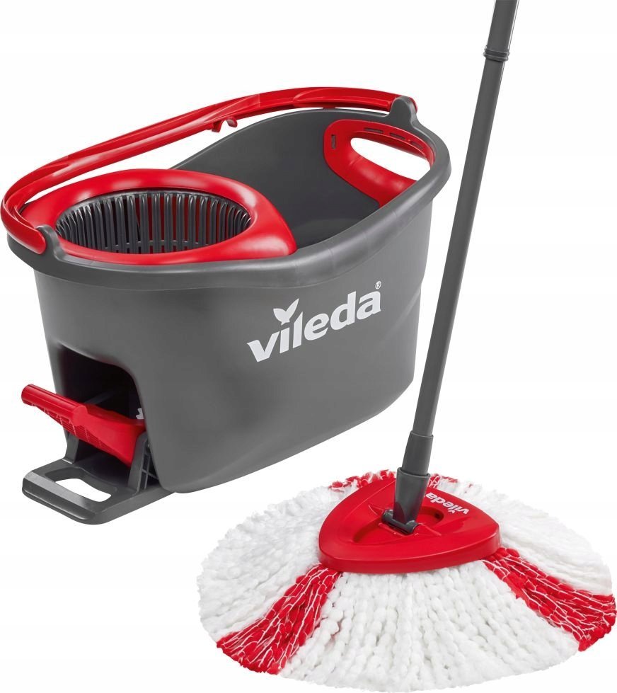 Vileda Vileda Mop Turbo 2in1 Microfibre Complete Set, Floor Mop (black/red, incl. 750ml Vileda Floor Cleaner)